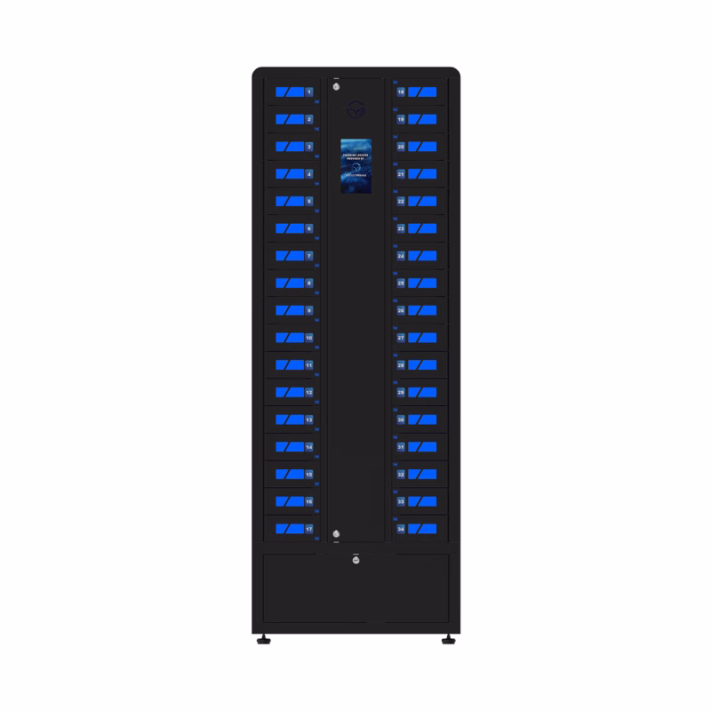 Front view of SecureCharge 34 phone charging locker