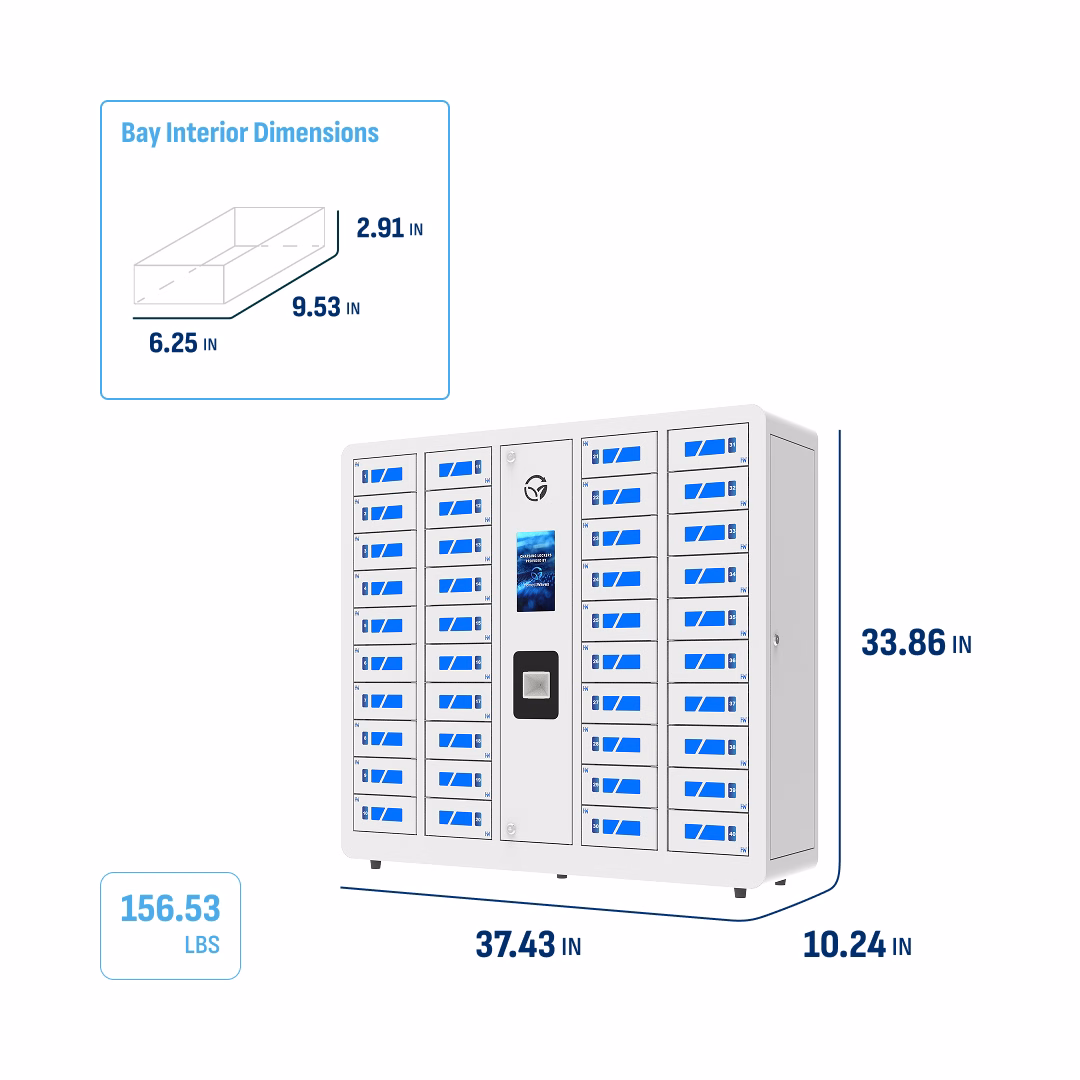 HonestWaves SecureCharge 40 secure phone chargine locker in white - Dimensions and weight