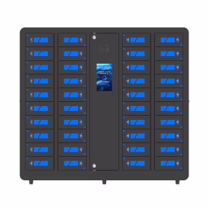 HonestWaves SecureCharge 40 secure phone charging locker in black - Front SecureCharge 40 Charging Locker