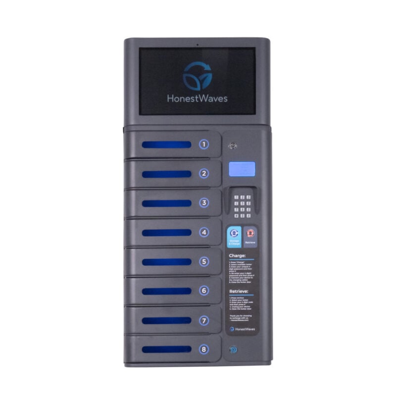 Front View of the SecureCharge 8 Pin Pro Phone Charging Locker by HonestWaves