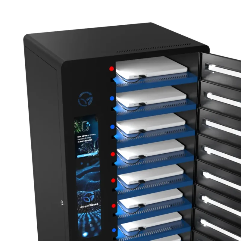 SecureTech 10 - Open Bays with Laptops at angle