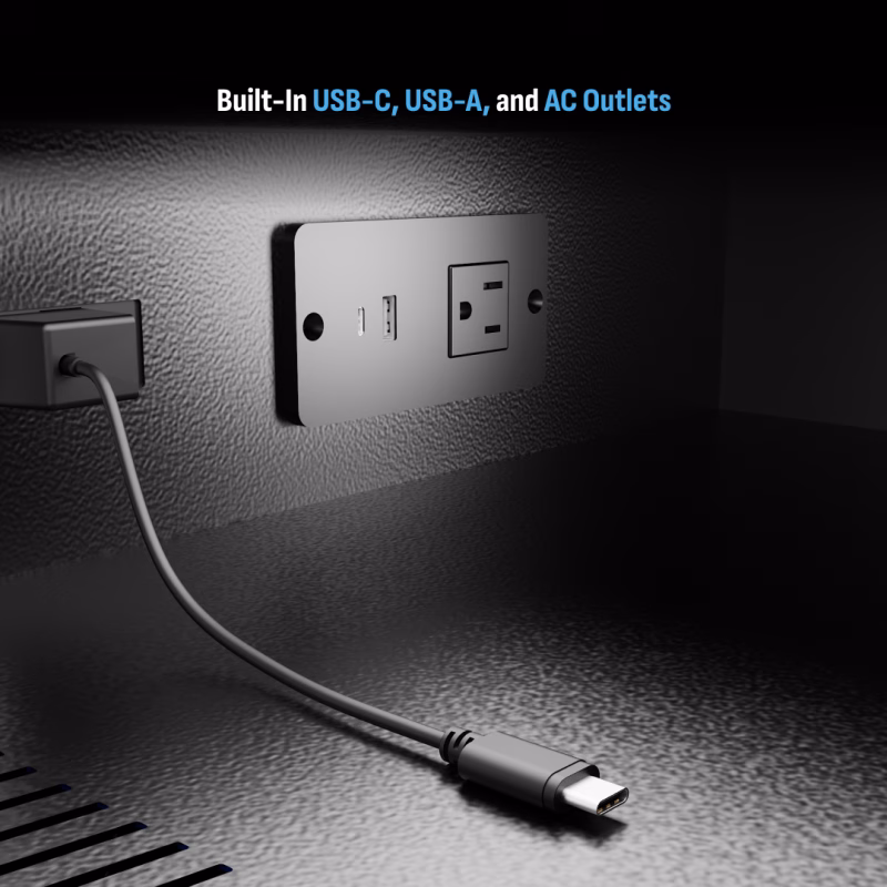HonestWaves - SecureTech 16 - Device Charging Locker in Black - Built in USB c, USB A, and AC Outlets SecureTech 16 Charging Locker
