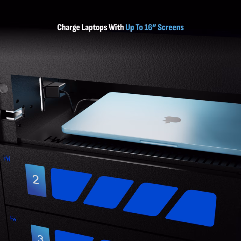 HonestWaves - SecureTech 16 - Device Charging Locker in Black - Charge 16 inch laptops SecureTech 16 Charging Locker