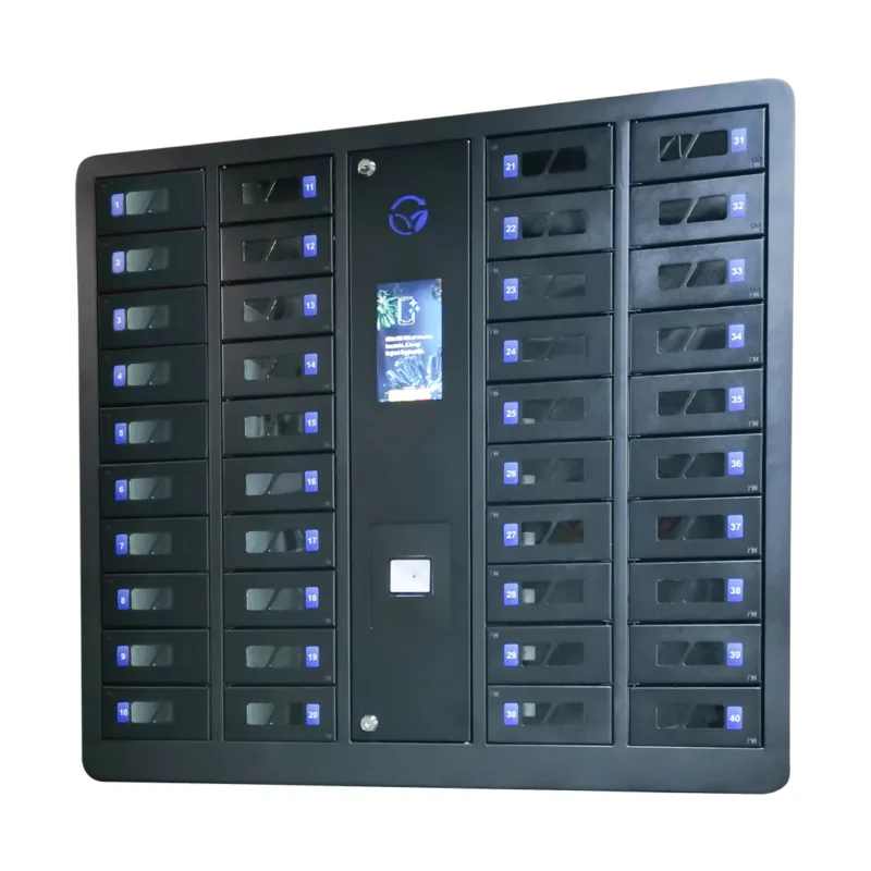 HonestWaves - SecureTech 40 - Device Charging Locker in Black - Facing Left SecureTech Smart Phone Charging Lockers