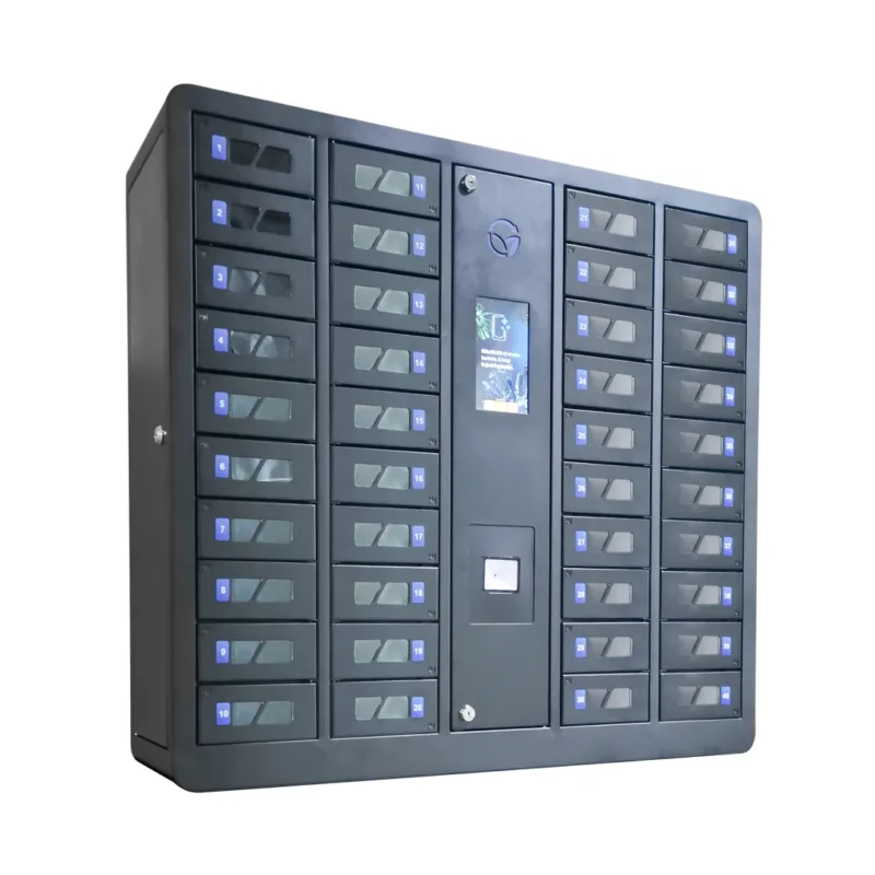 HonestWaves - SecureTech 40 - Device Charging Locker in Black - Facing Right SecureTech Smart Phone Charging Lockers
