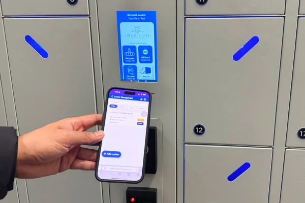 Phone next to charging locker
