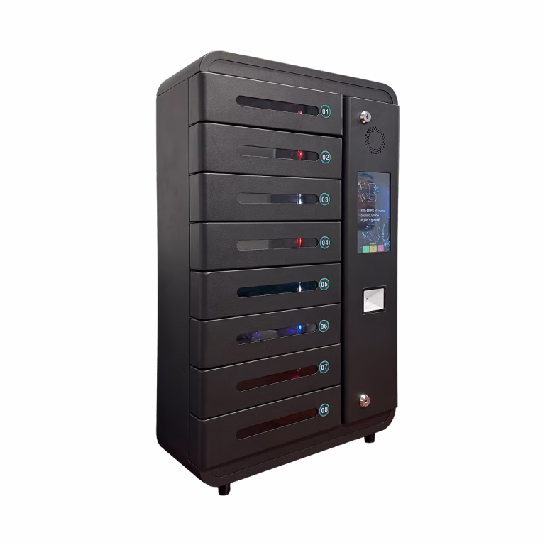 HonestWaves Smart Locker 8 Cloud Connected Phone Charging Locker in Black - Looking Right