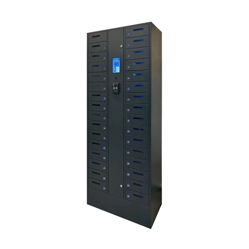 HonestWaves - Smart SecureCharge 32 - Phone Charging Locker in Black - Looking Left Smart SecureCharge 32 Phone Charging Locker by HonestWaves looking to the left
