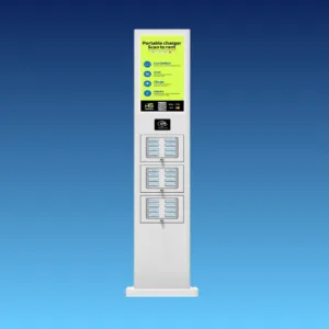 HonestWaves-Weatherproof-Portable-Battery-Pack-Rental-Kiosk-in-white-Front HonestWaves-Weatherproof-Portable-Battery-Pack-Rental-Kiosk-in-white-Front