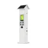 HonestWaves - Weatherproof Portable Battery Pack Rental Kiosk with Solar Roof in white - Facing Left Weatherproof and Solar PortablePower 24 Charging Kiosk