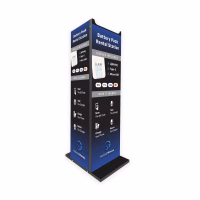 HonestWaves black floor stand for PortablePower Battery Rental Kiosks - Facing RIght with Custom Branding Stand for PortablePower Battery Rental Kiosks