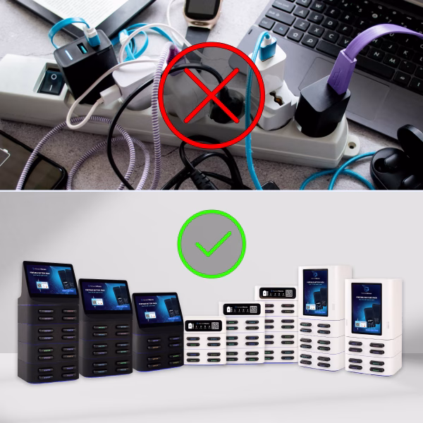 HonestWaves portable battery rental kioks eliminate cable mess