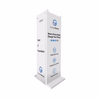 HonestWaves white floor stand for PortablePower Battery Rental Kiosks - Facing Right Stand for PortablePower Battery Rental Kiosks