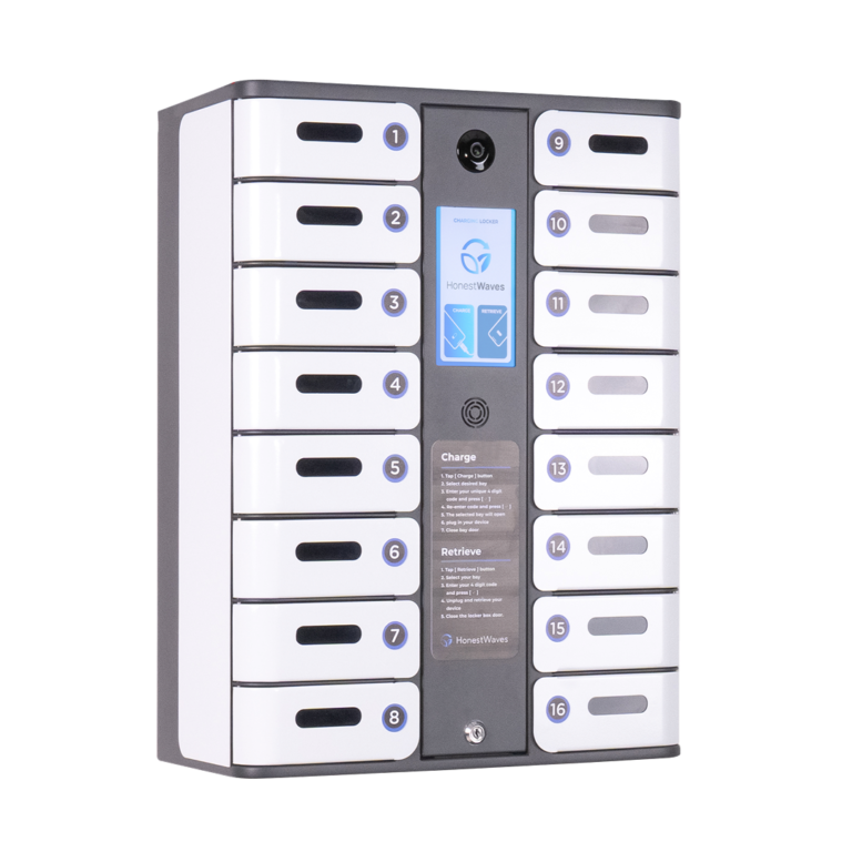 SecureCharge 16 in white looking to the left