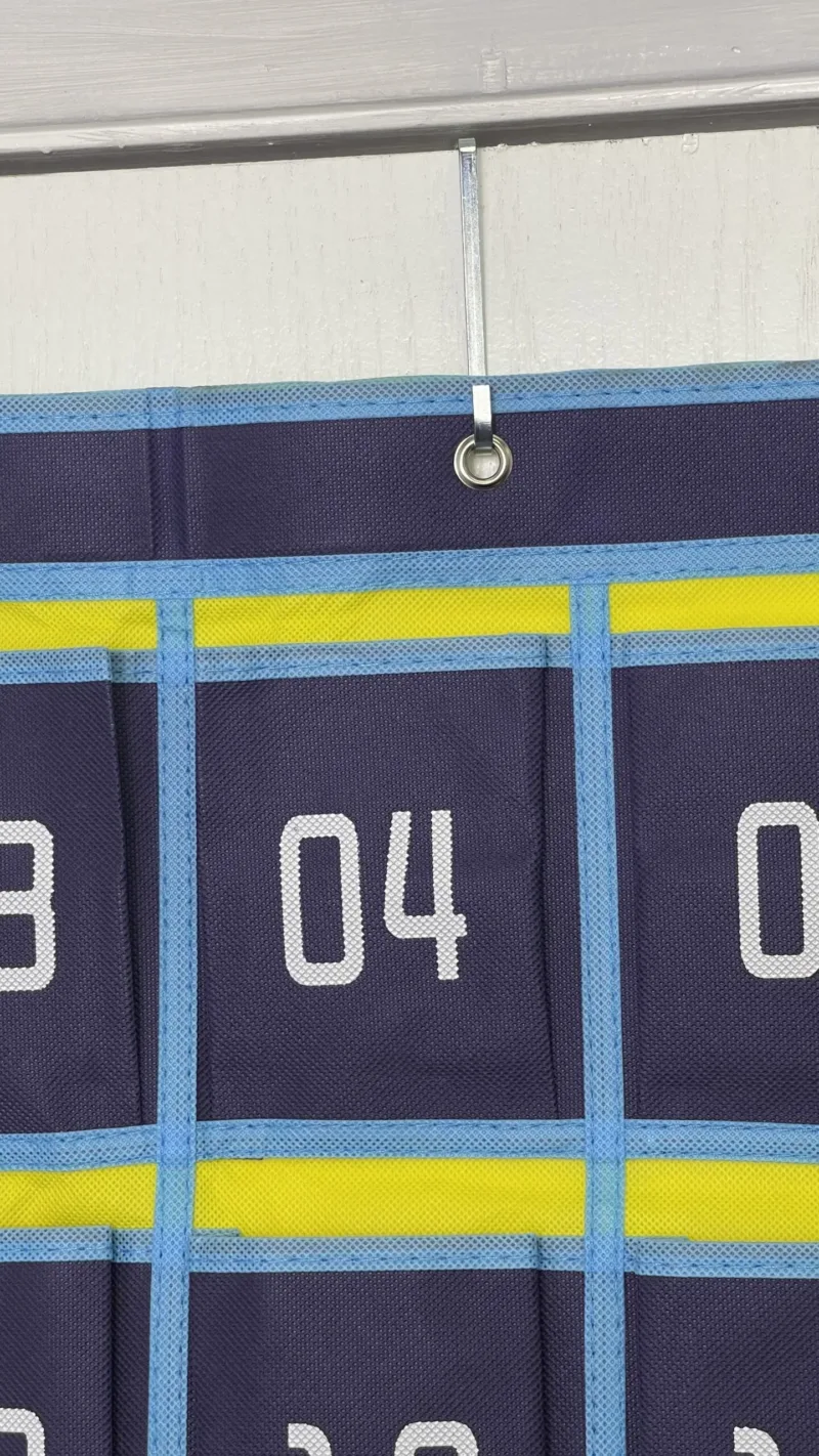 Numbered Classroom Pocket Chart - 36 Pockets door hanging close up Numbered Classroom Pocket Chart Storage Organizer