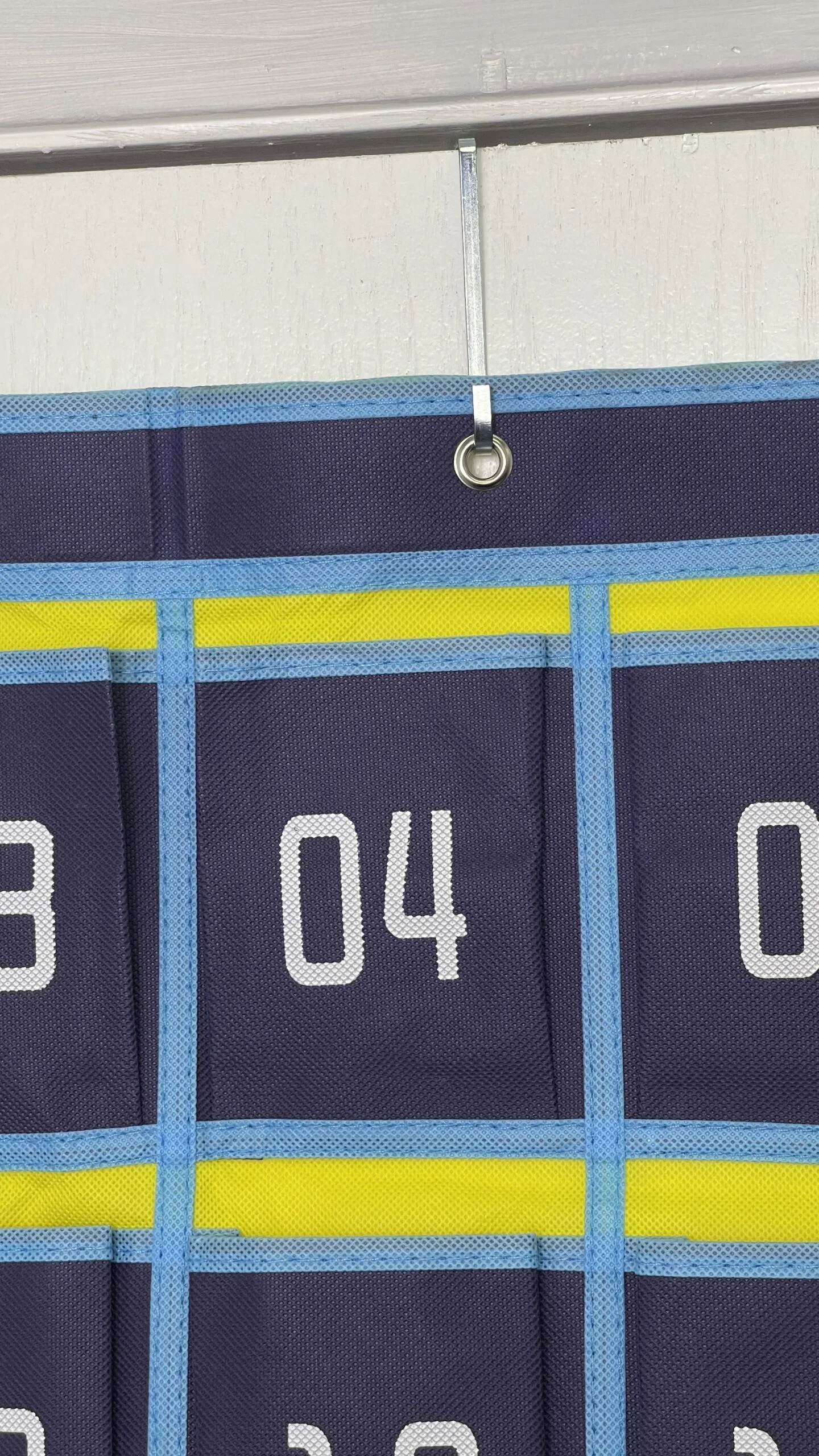 Numbered Classroom Pocket Chart - 36 Pockets door hanging close up