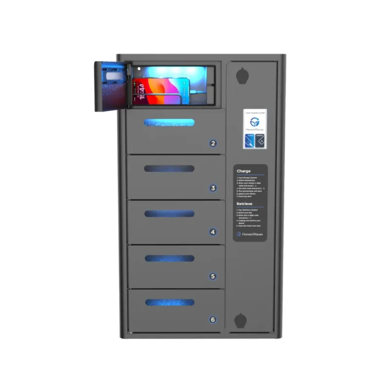 Outdoor Phone Charging Locker charging a phone 2
