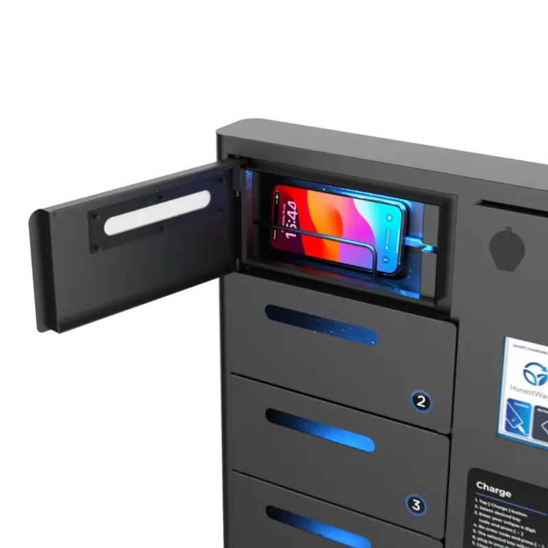 Outdoor Phone Charging Locker charging a phone 4