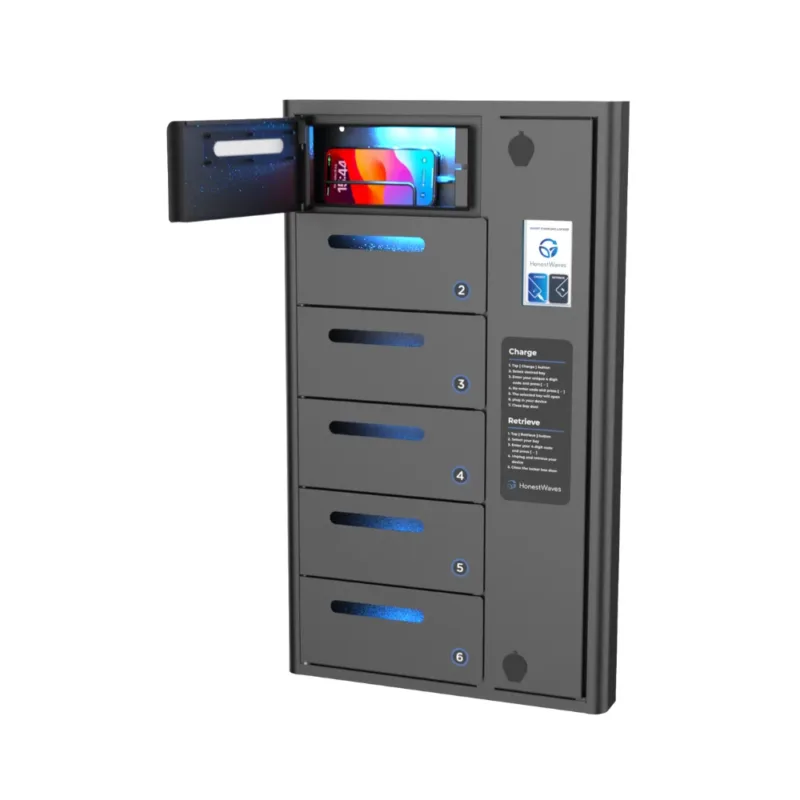 Outdoor Phone Charging Locker charging a phone 5