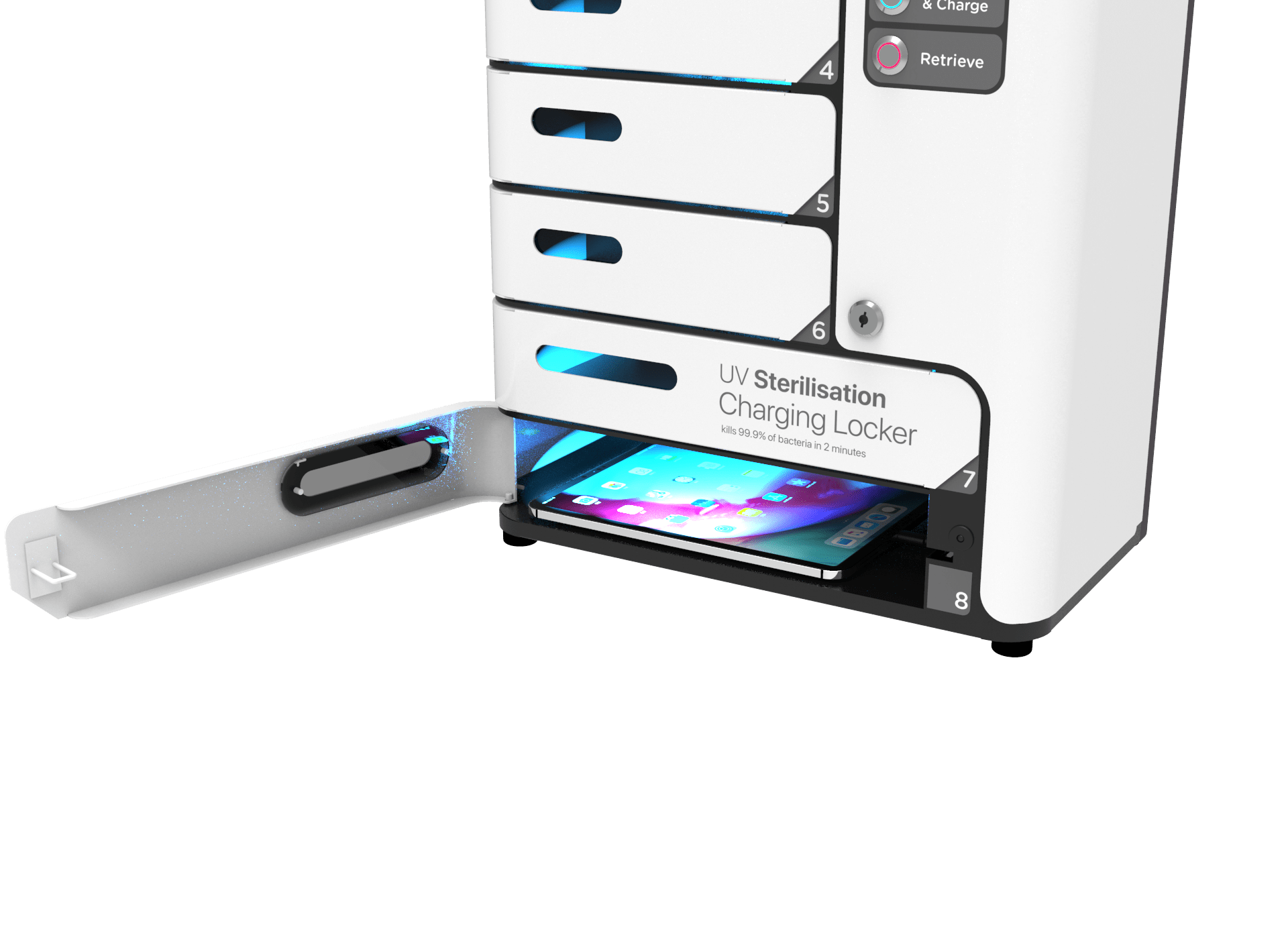 8 Slot Charging Locker - Secure Pin & amp; UVC Sanitization